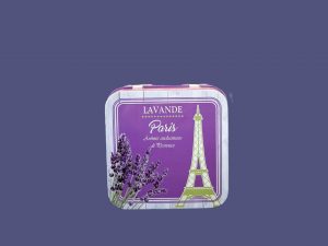 Caja metálica 110g o redondos lavanda Paris
