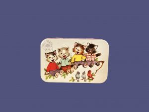 Caja metálica 125g 4 gatos en una rama