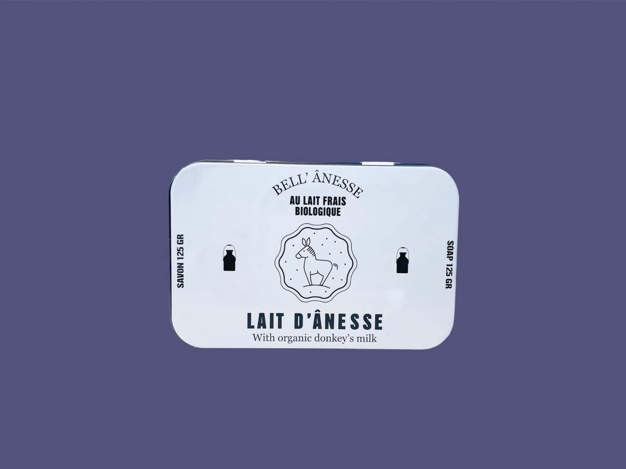 Caja metálica 125g blanca lait d’ânesse