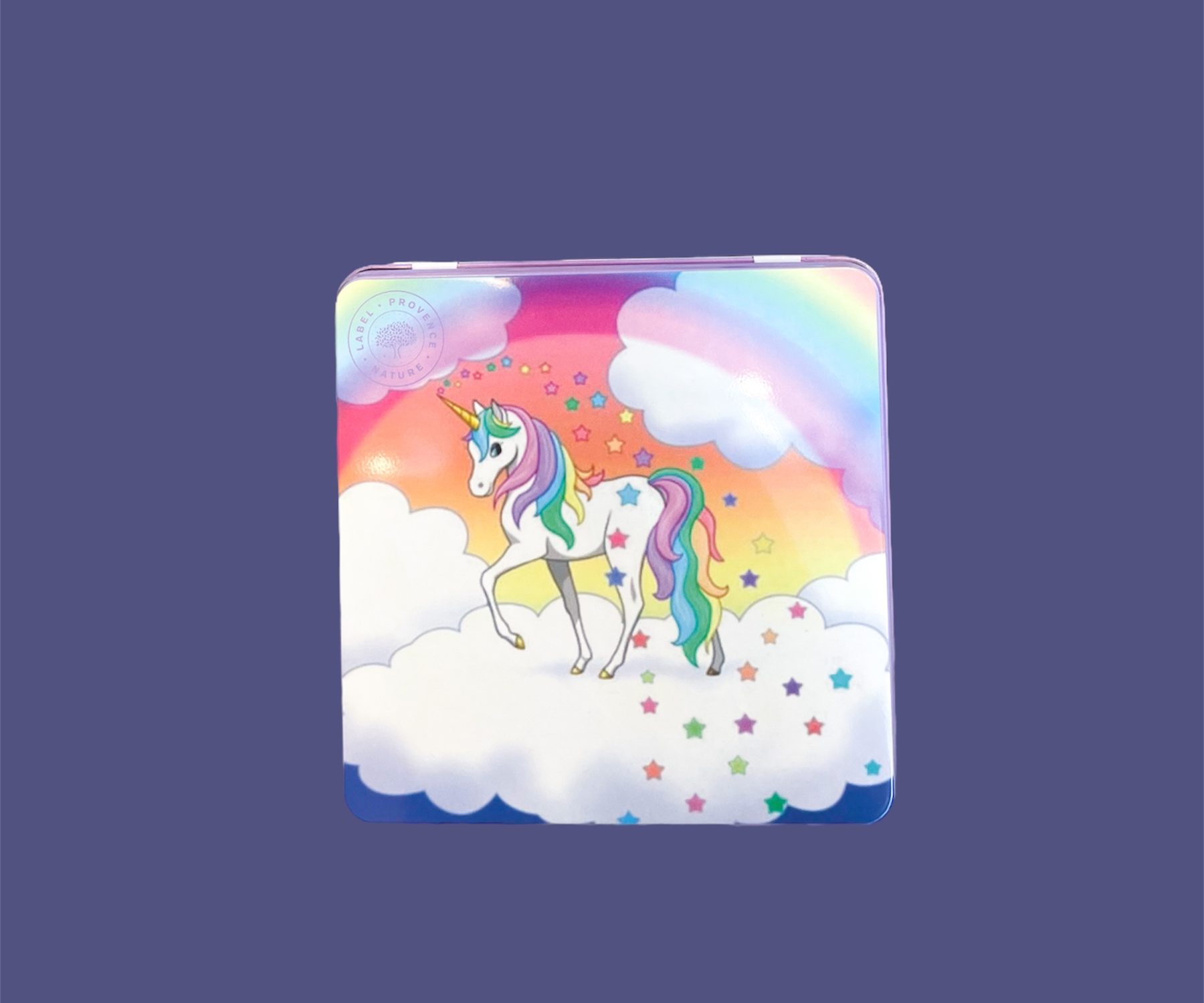 Caja metálica cuadrada grande  unicornio
