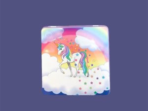 Caja metálica cuadrada grande  unicornio
