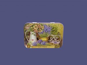 Caja metálica 125g ramo de lavanda y flores