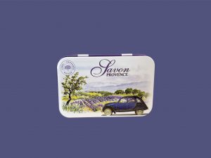 Caja metálica 125g coche azul