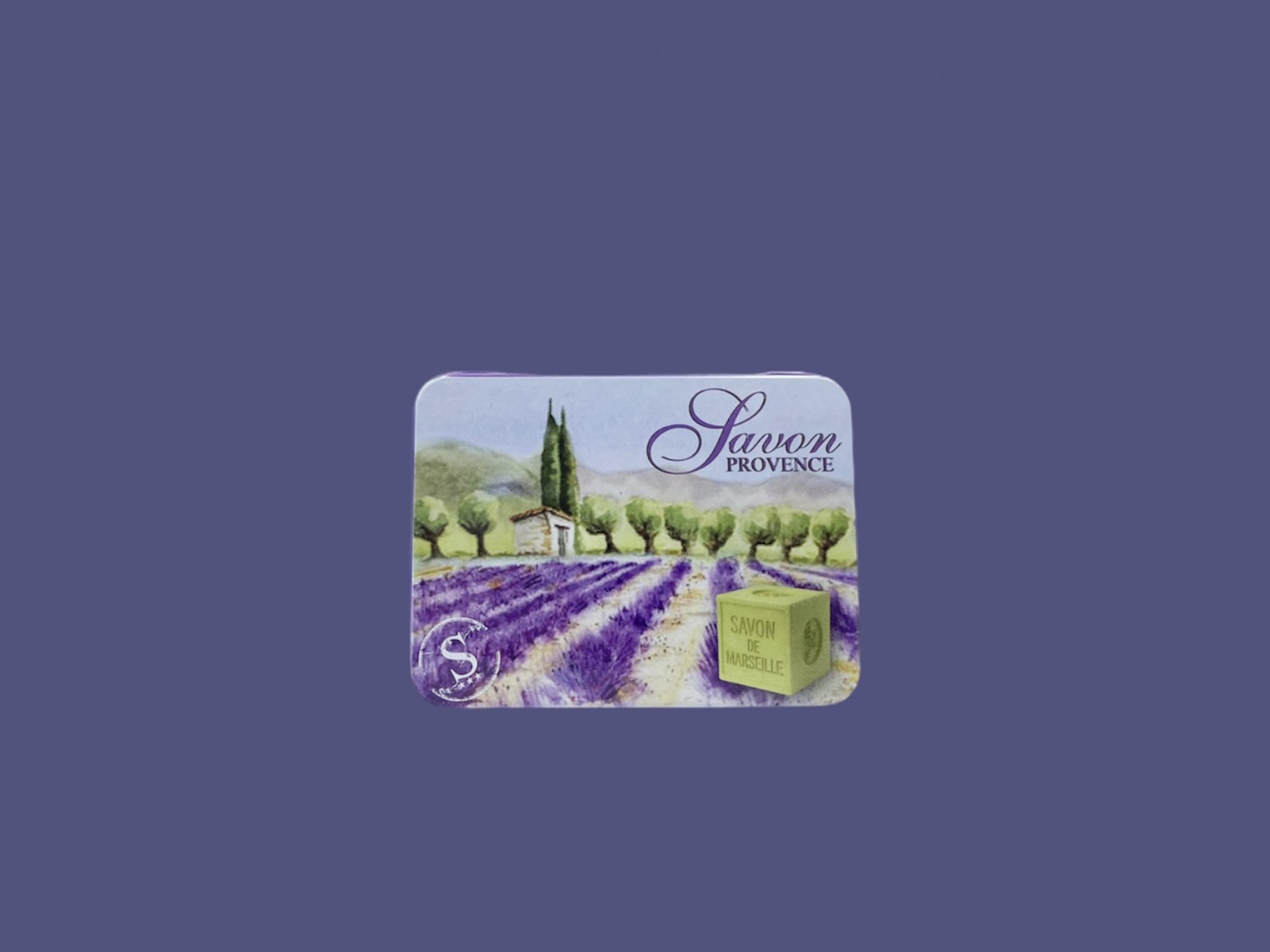 Caja metálica 60g cubo y lavanda