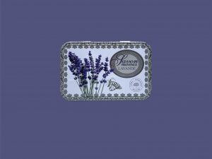 Caja metálica 125g lavanda blanca
