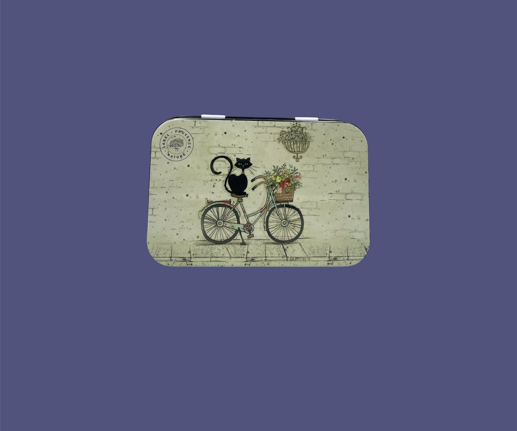 Caja metálica 125g gato en una bicicleta