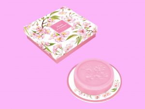 Cofre jabón y jabonera de flor de cerezo