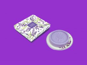 cofre jabón y jabonera de lavanda