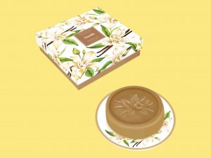 cofre jabón y jabonera de vainilla