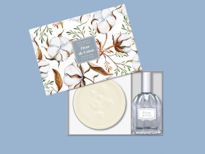 Cofre jabón y perfume 25ml de flor de algodón